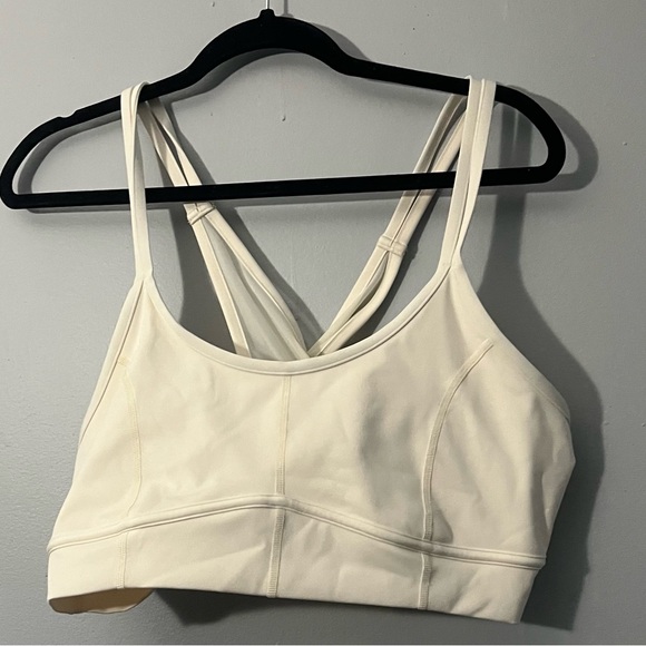 LE ORE portofino mesh-trimmed cross cross back sports bra in cream size xl - Picture 1 of 4